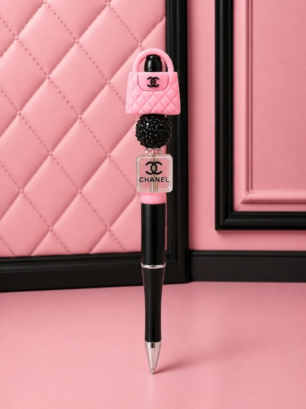Elegant Pink & Black Handmade Pen
